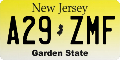 NJ license plate A29ZMF