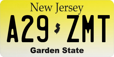 NJ license plate A29ZMT