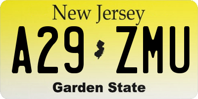 NJ license plate A29ZMU