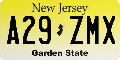 NJ license plate A29ZMX