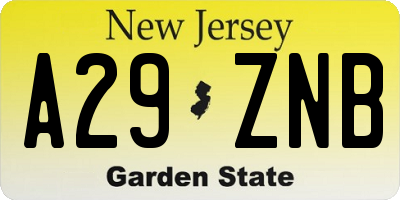 NJ license plate A29ZNB
