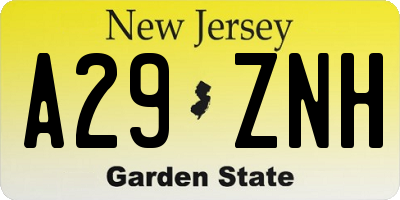 NJ license plate A29ZNH
