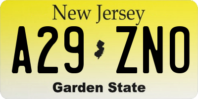 NJ license plate A29ZNO