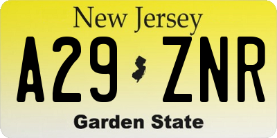 NJ license plate A29ZNR
