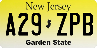 NJ license plate A29ZPB