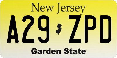NJ license plate A29ZPD
