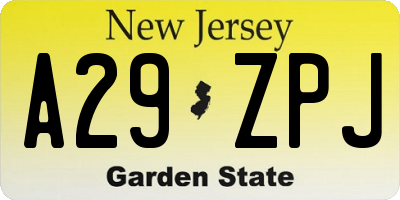 NJ license plate A29ZPJ