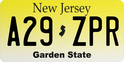 NJ license plate A29ZPR