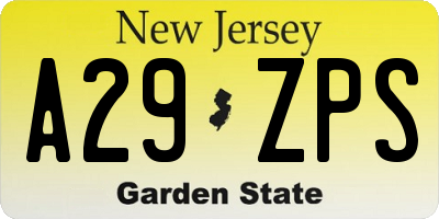 NJ license plate A29ZPS