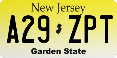 NJ license plate A29ZPT