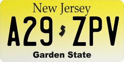 NJ license plate A29ZPV