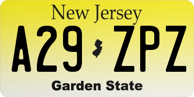 NJ license plate A29ZPZ