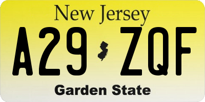 NJ license plate A29ZQF