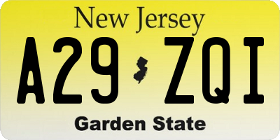 NJ license plate A29ZQI
