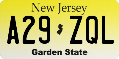 NJ license plate A29ZQL
