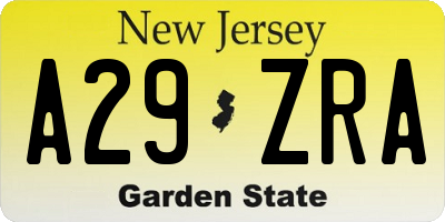 NJ license plate A29ZRA