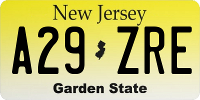 NJ license plate A29ZRE