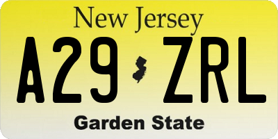 NJ license plate A29ZRL