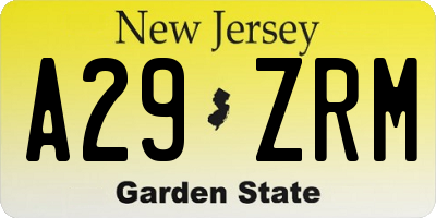 NJ license plate A29ZRM