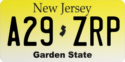 NJ license plate A29ZRP