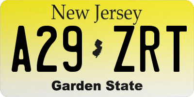 NJ license plate A29ZRT