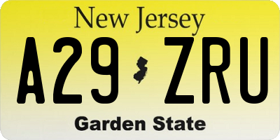 NJ license plate A29ZRU
