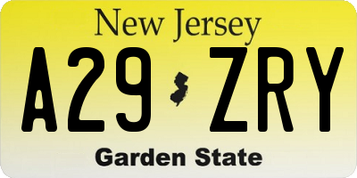 NJ license plate A29ZRY