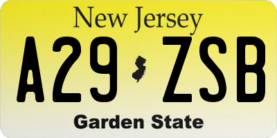 NJ license plate A29ZSB