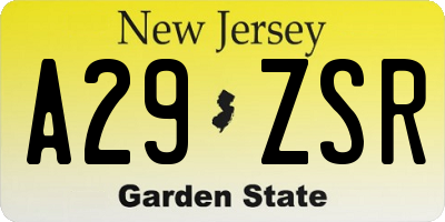 NJ license plate A29ZSR