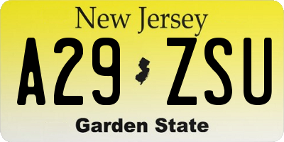 NJ license plate A29ZSU