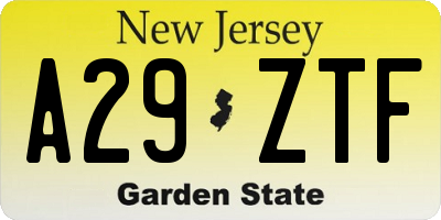 NJ license plate A29ZTF