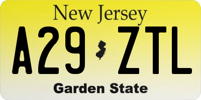 NJ license plate A29ZTL
