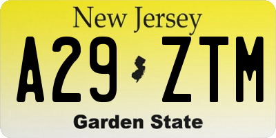 NJ license plate A29ZTM