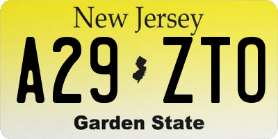 NJ license plate A29ZTO