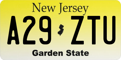 NJ license plate A29ZTU