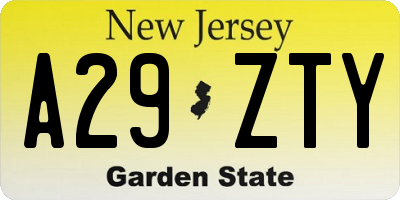 NJ license plate A29ZTY