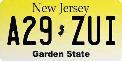 NJ license plate A29ZUI