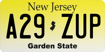 NJ license plate A29ZUP