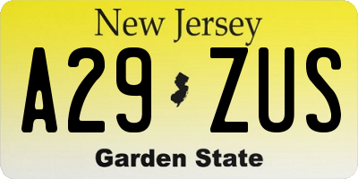 NJ license plate A29ZUS