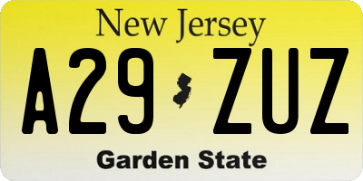 NJ license plate A29ZUZ