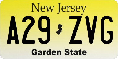 NJ license plate A29ZVG