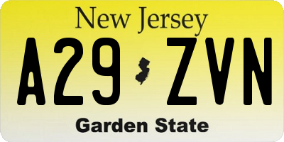 NJ license plate A29ZVN
