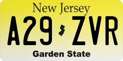 NJ license plate A29ZVR