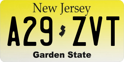 NJ license plate A29ZVT