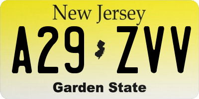 NJ license plate A29ZVV