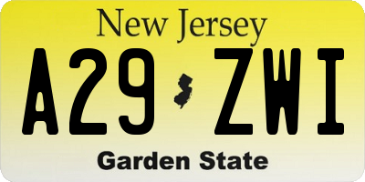 NJ license plate A29ZWI