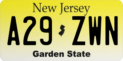 NJ license plate A29ZWN