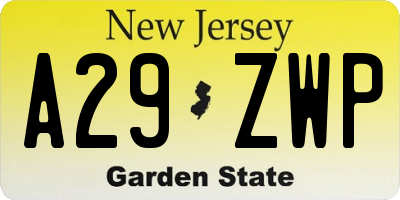 NJ license plate A29ZWP