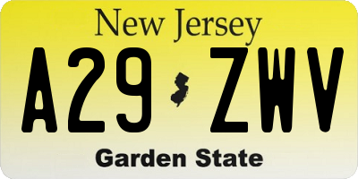 NJ license plate A29ZWV