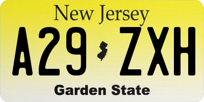 NJ license plate A29ZXH